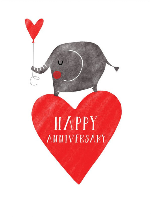 Elephant Love Heart Anniversary Greeting Card