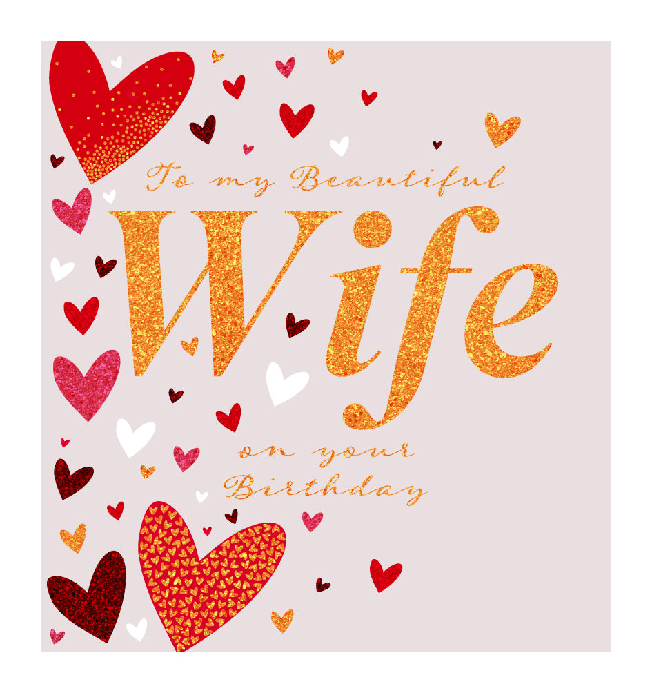 Love Hearts Beautiful Wife Birthday Card