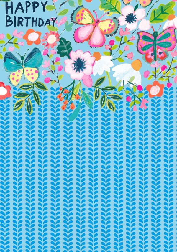 Blue Butterflies Birthday Card