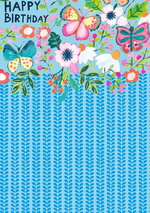 Blue Butterflies Birthday Card