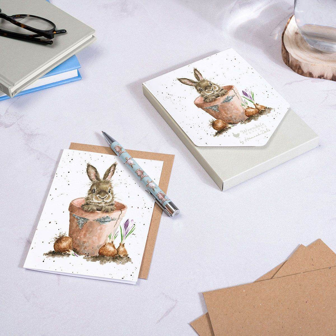 Flower Pot Rabbit Note Cards - House of Cards
