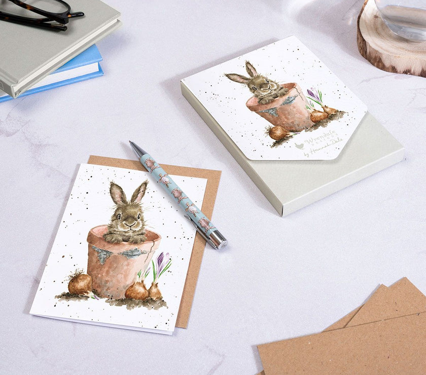 Flower Pot Rabbit Note Cards