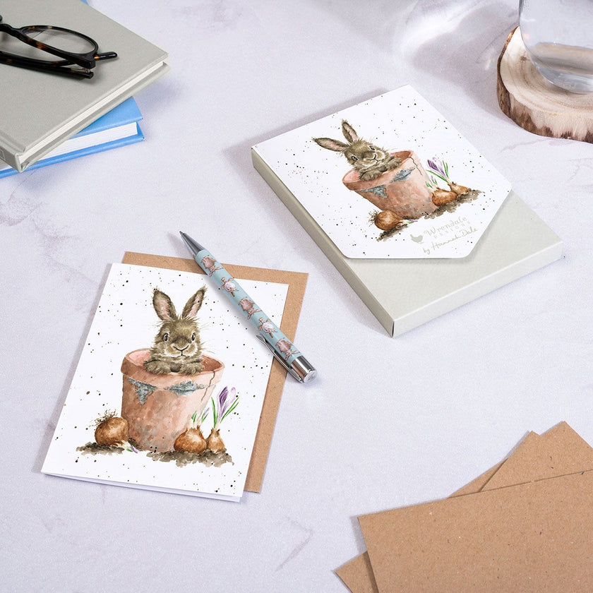 Flower Pot Rabbit Note Cards