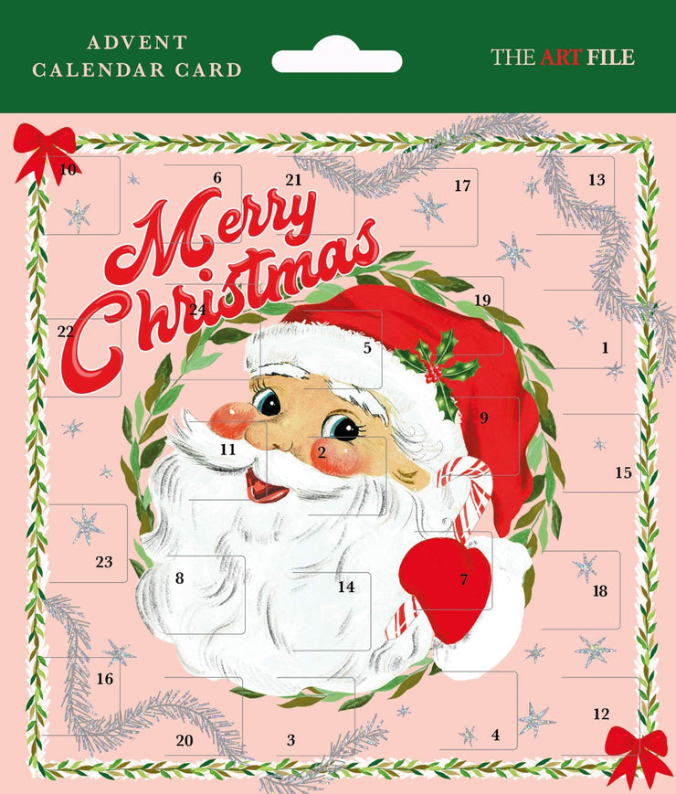 Vintage Santa Advent Calendar Card