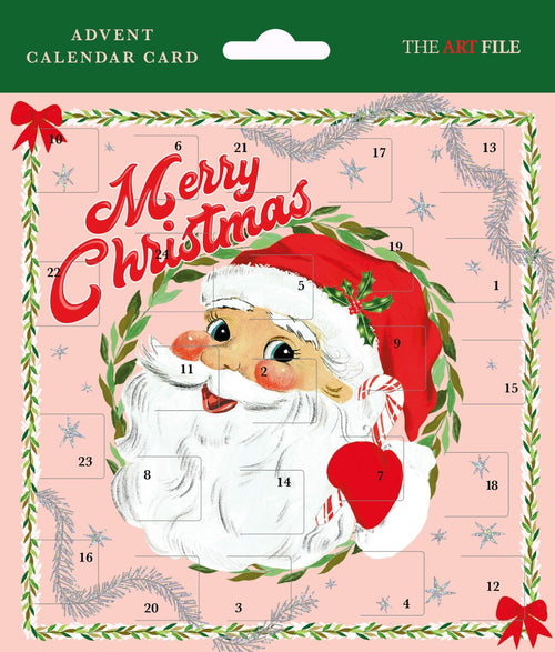 Vintage Santa Advent Calendar Card