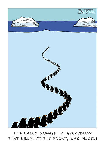 Drunk Penguin Greeting Card