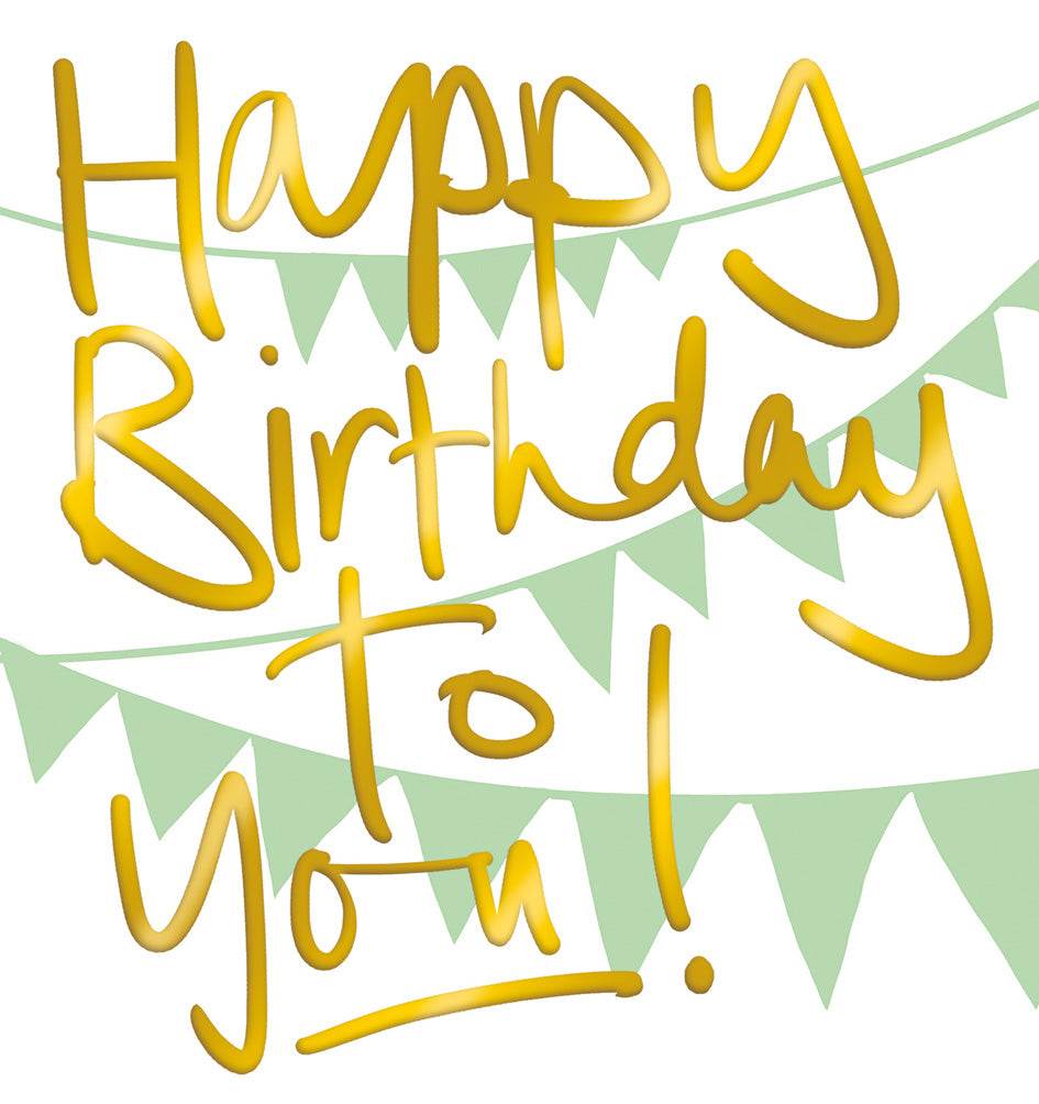 Green Bunting Happy Birthday Card - House of Cards