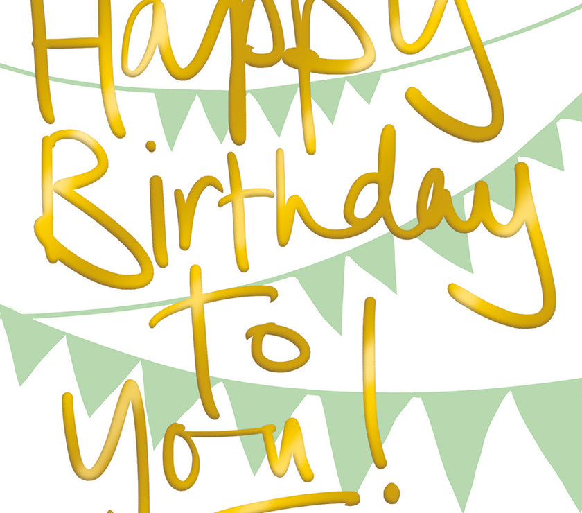 Green Bunting Happy Birthday Card