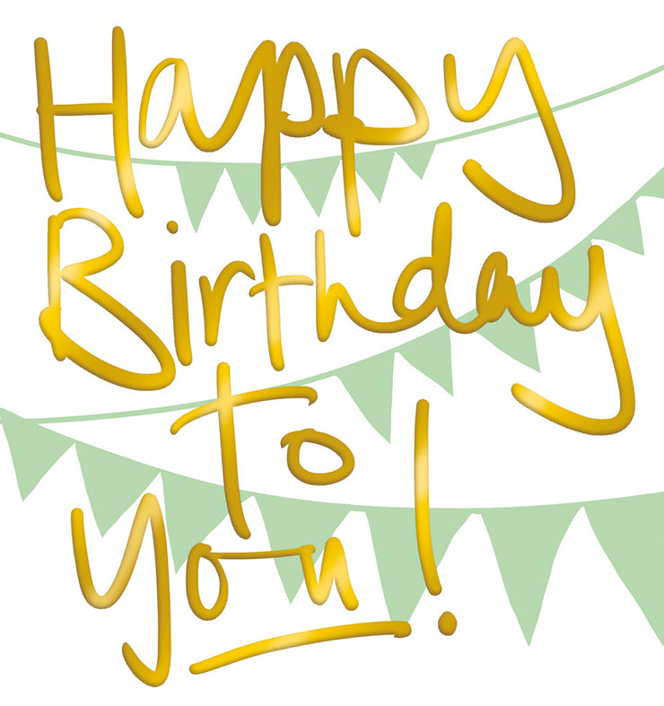Green Bunting Happy Birthday Card