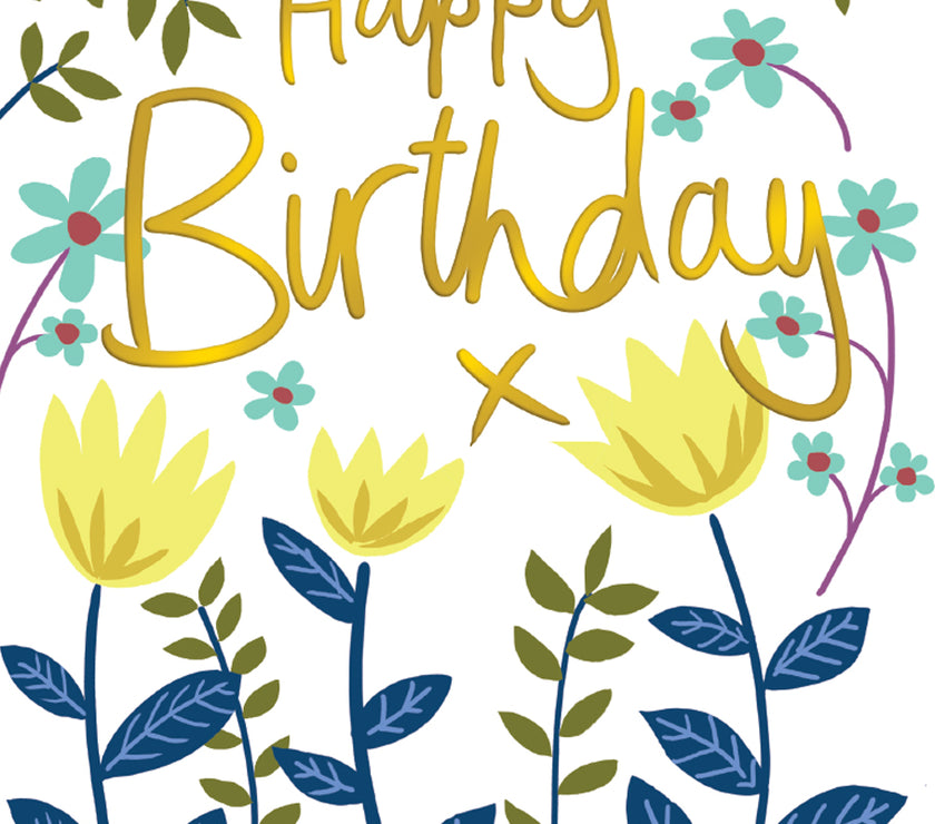 Flowers Happy Birthday Card