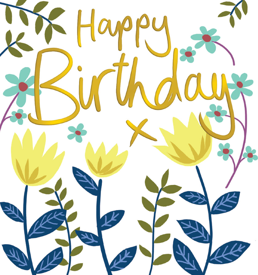 Flowers Happy Birthday Card