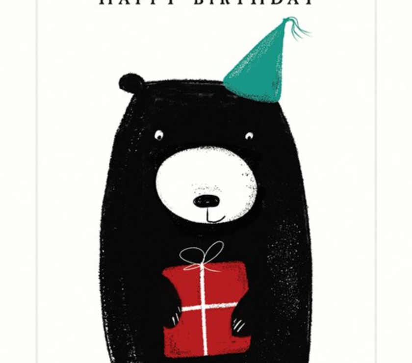 Bear with Gift Birthday Card