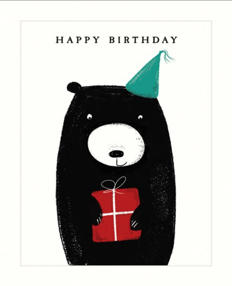 Bear with Gift Birthday Card