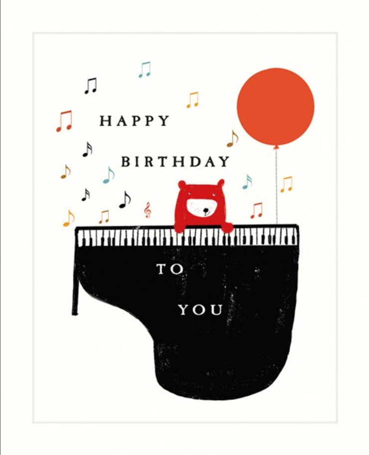Bear with Piano Birthday Card