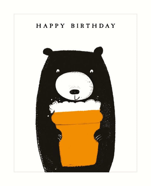 Bear with Beer Birthday Card
