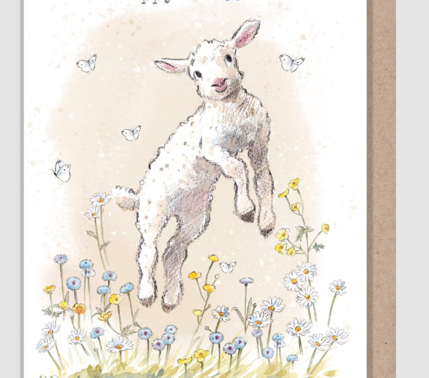 Leaping Lamb Easter Card
