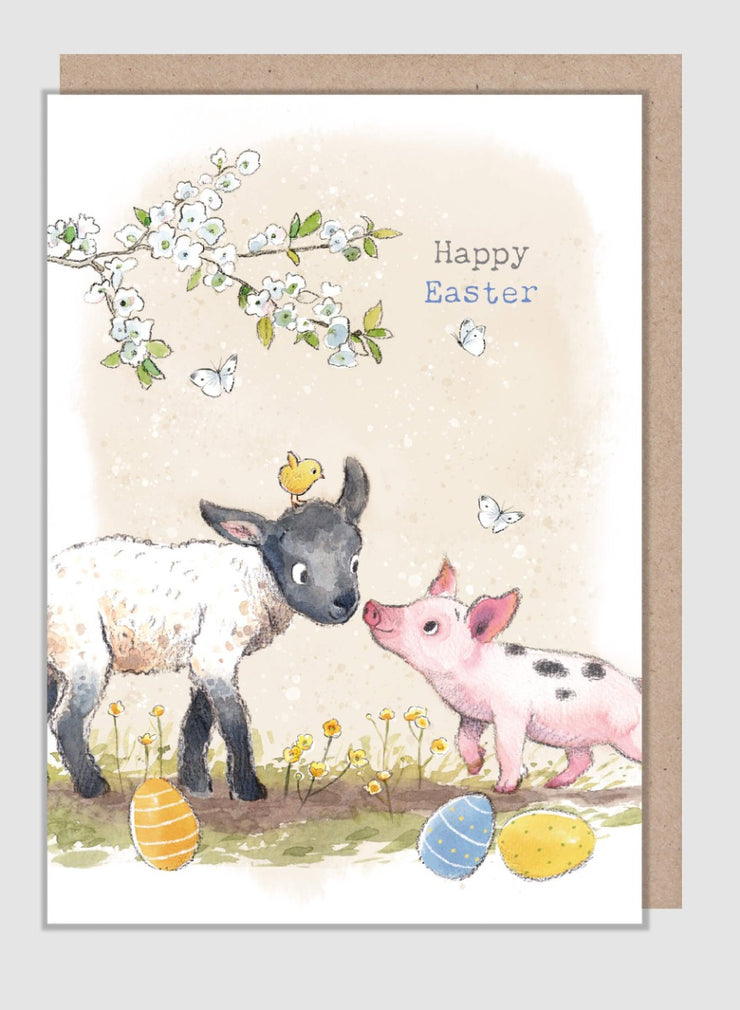 Lamb and Piglet Easter Card