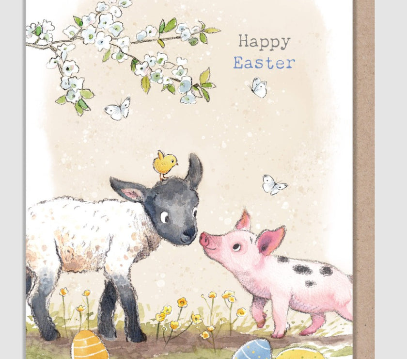 Lamb and Piglet Easter Card