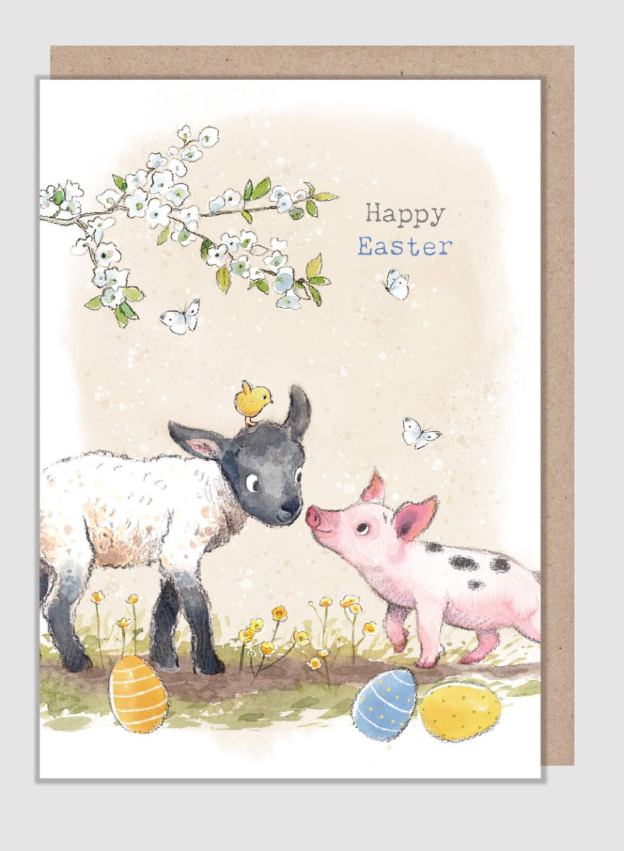 Lamb and Piglet Easter Card