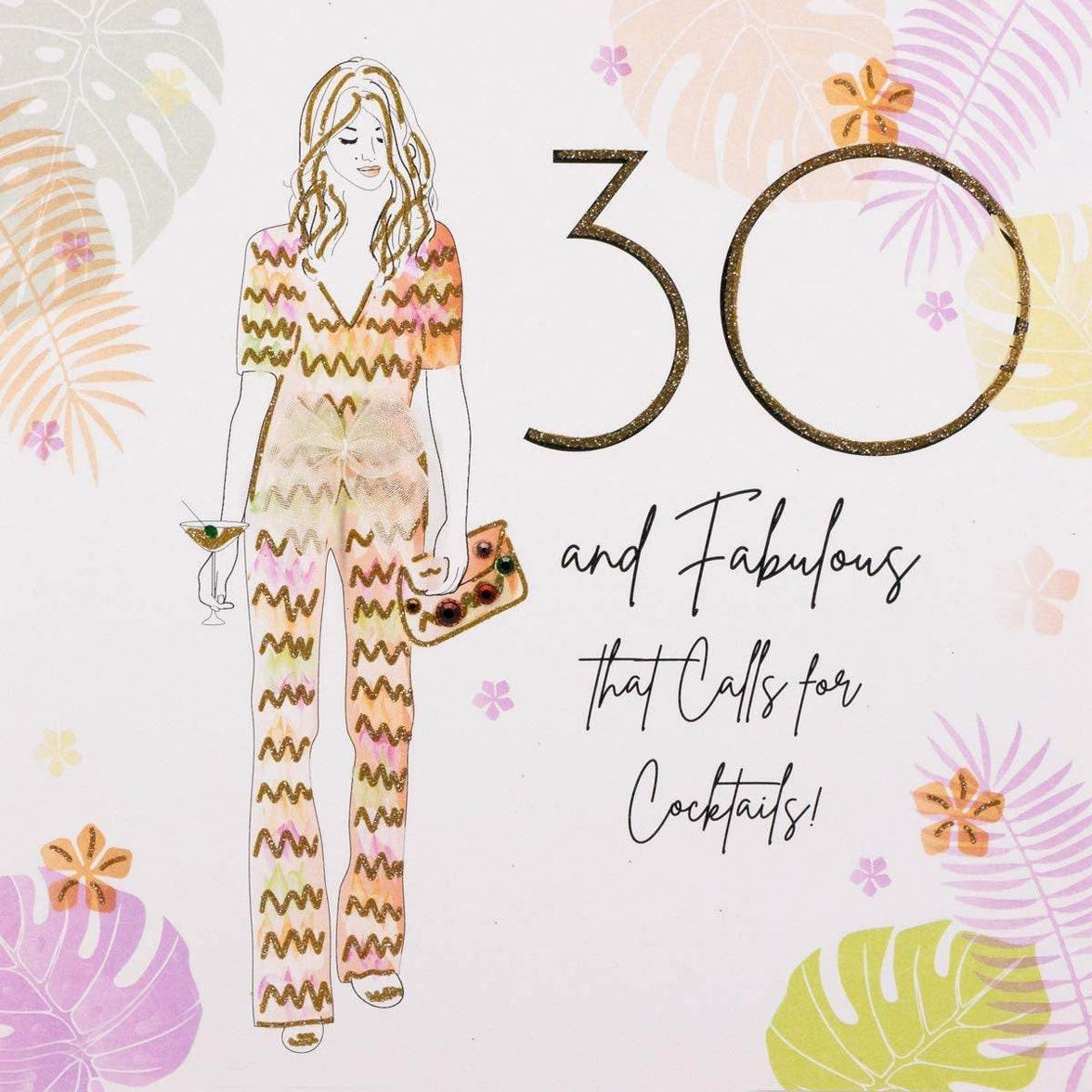 Cocktails Fabulous 30th Birthday Card - House of Cards