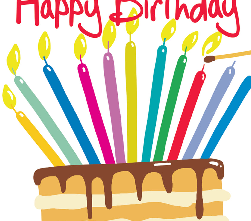 Candles on Cake Happy Birthday Card