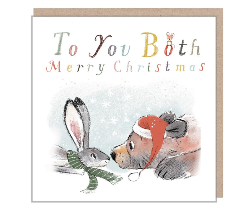Bear and Hare To You Both Merry Christmas Card