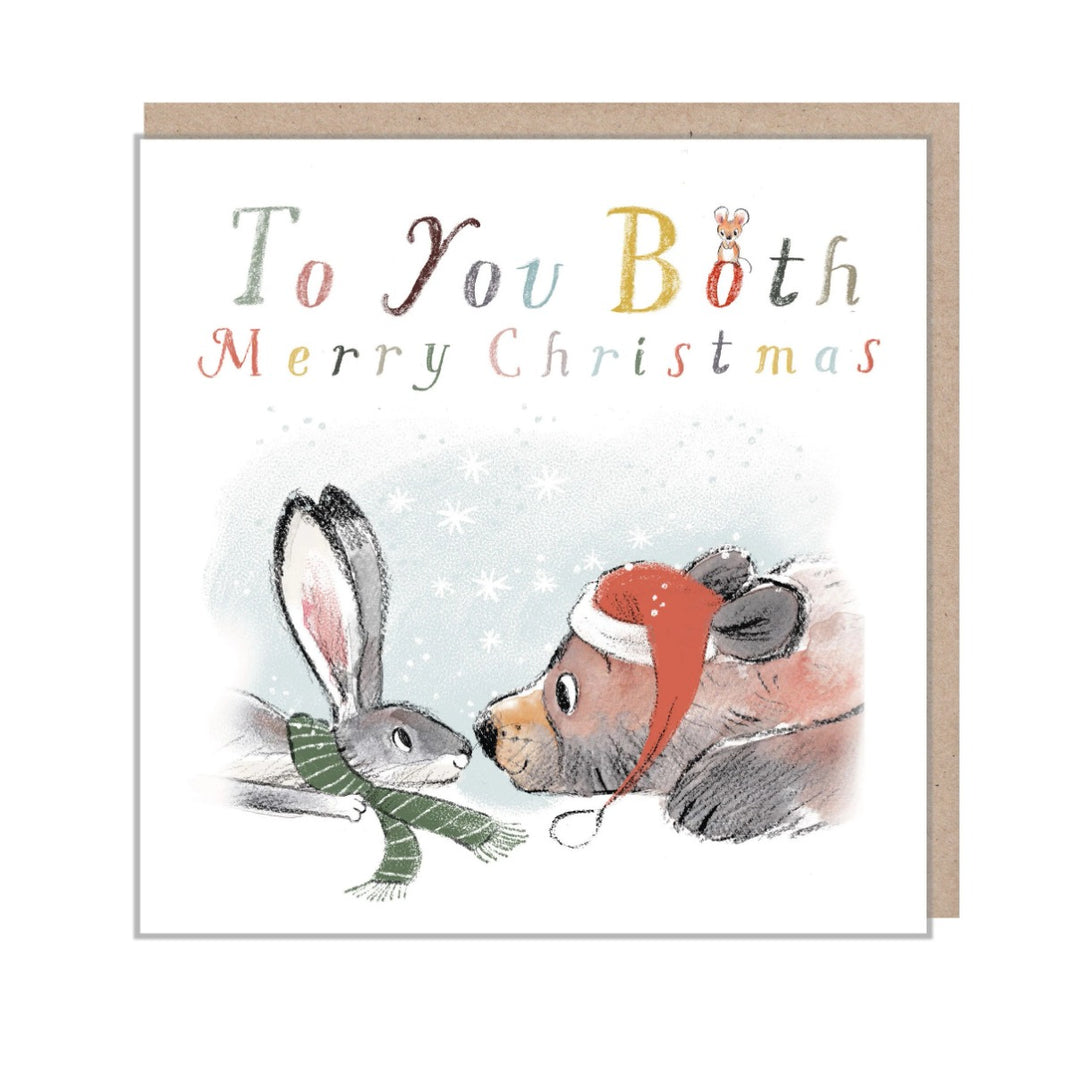 Bear and Hare To You Both Merry Christmas Card