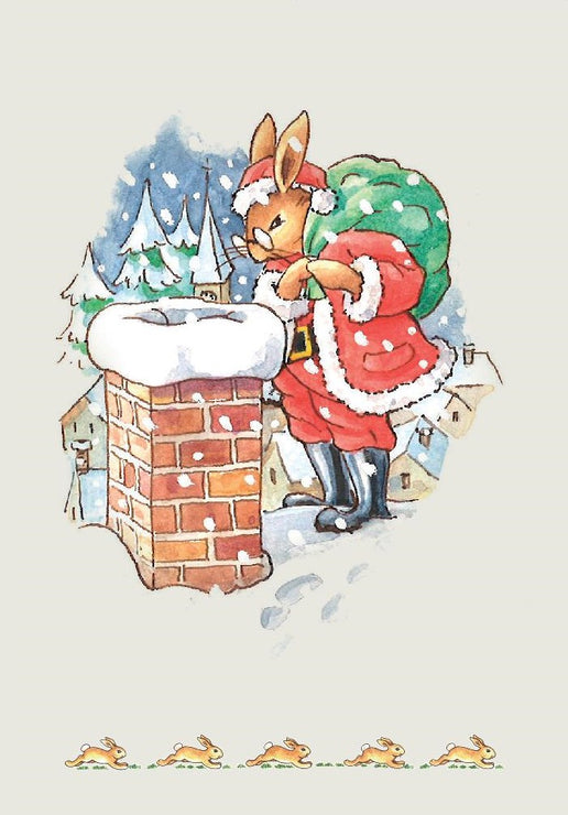 Rabbit Santa Christmas Card