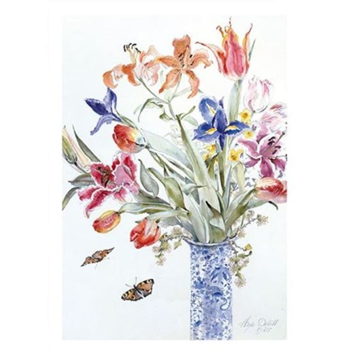 Spring Flowers and Butterflies Birthday Card