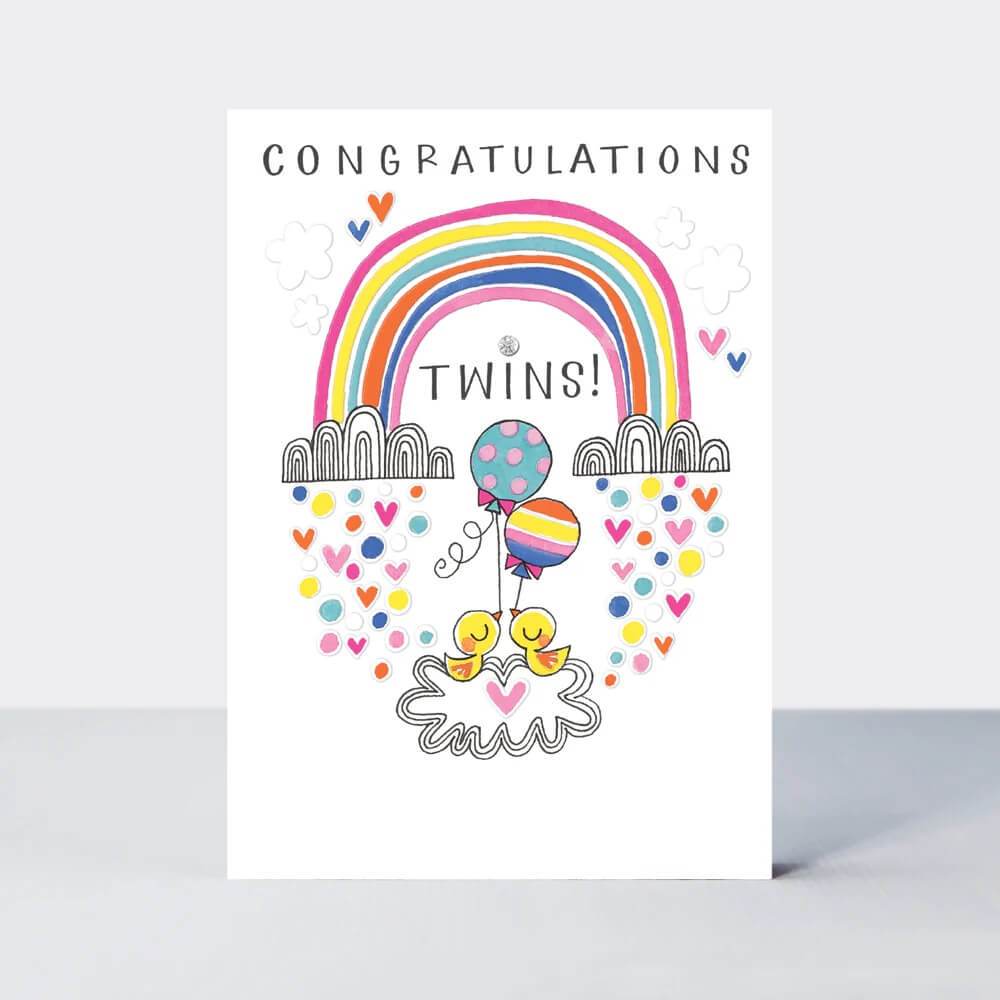 New Baby Twins Greeting Card - House of Cards