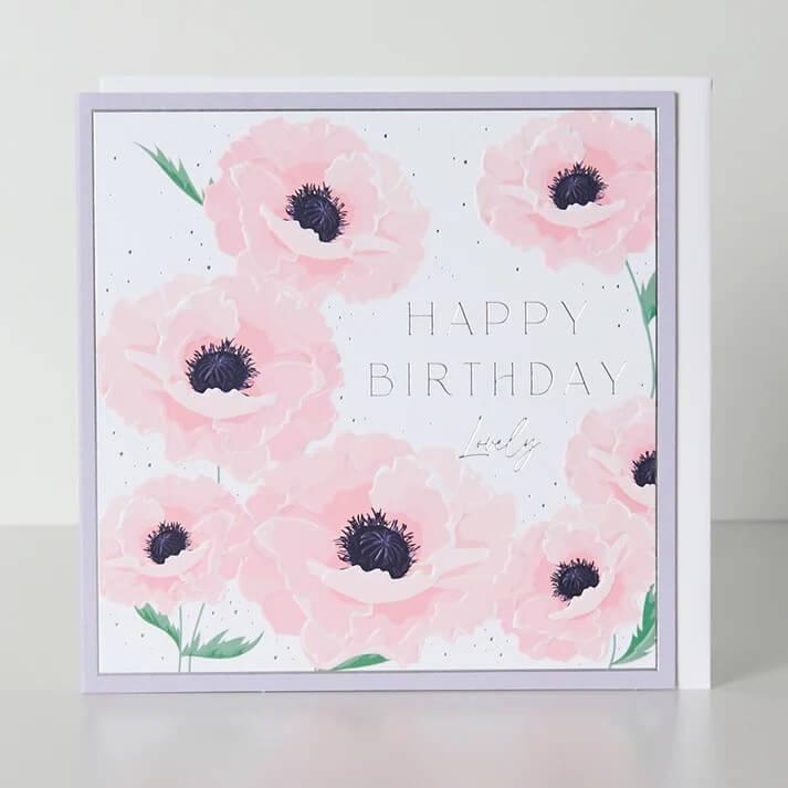 Pink Poppy Birthday Card