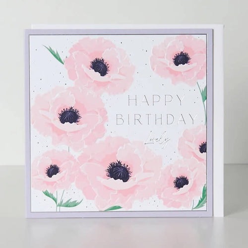 Pink Poppy Birthday Card