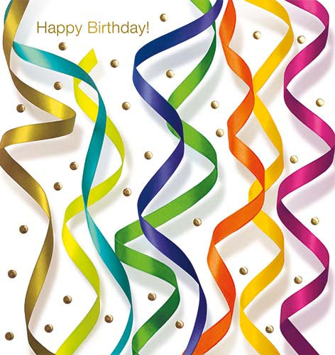 Ribbons Streamers Happy Birthday Card