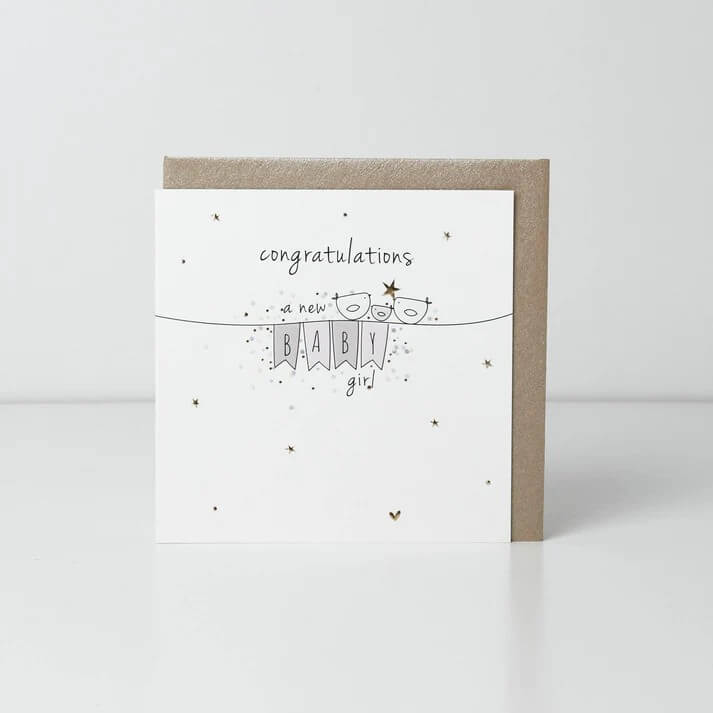 New Baby Girl Bunting Card