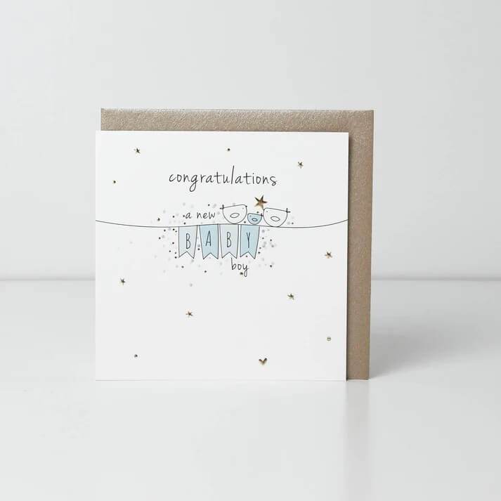 New Baby Boy Bunting Card - House of Cards