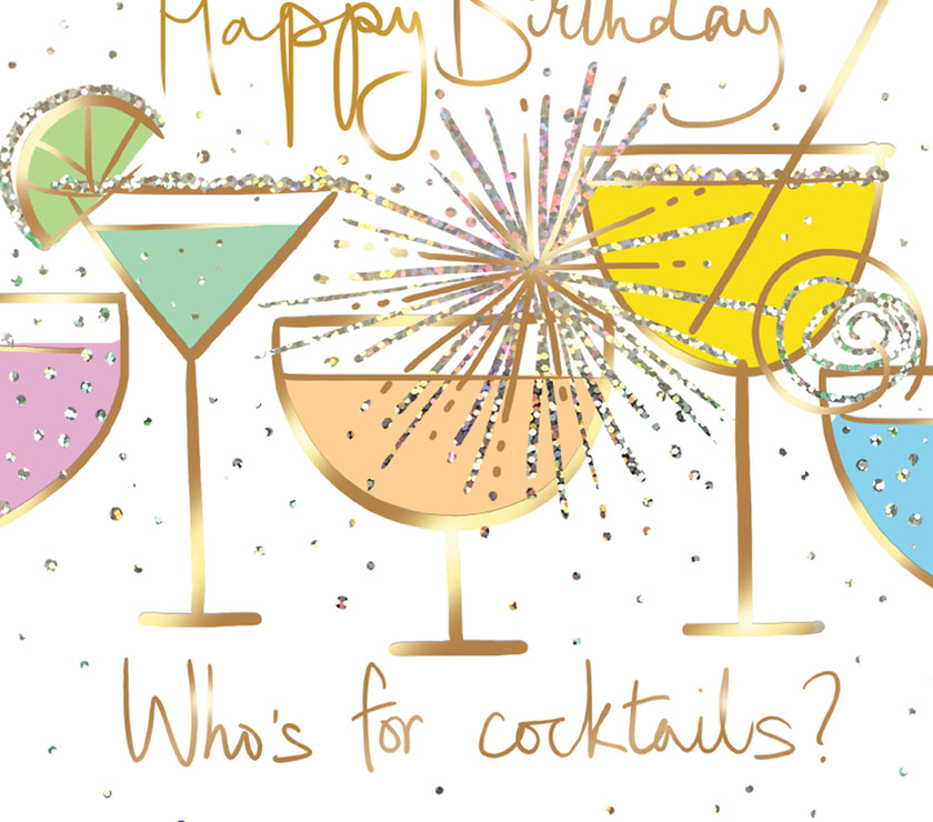 Sparkly Cocktails Happy Birthday Card