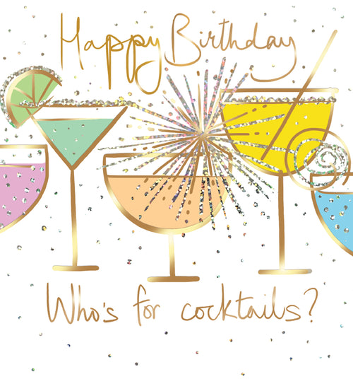 Sparkly Cocktails Happy Birthday Card