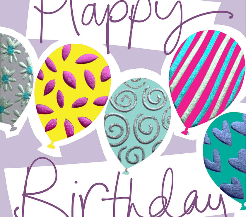 Topsy Turvy Balloons Happy Birthday Card