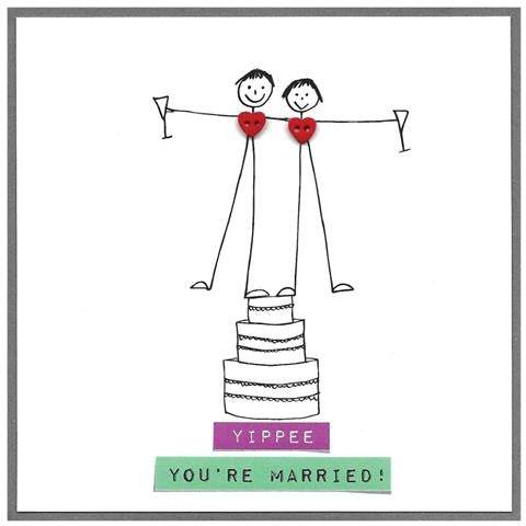 Button Up Stick Man Wedding Card - House of Cards