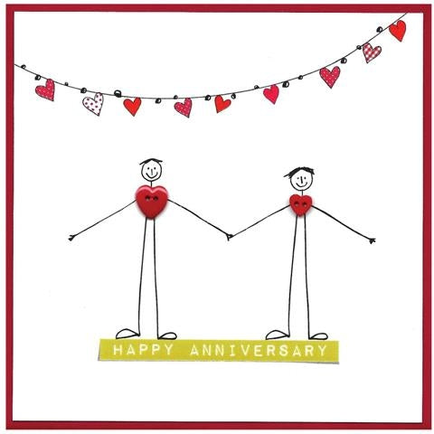 Button Up Stick Man Anniversary Card