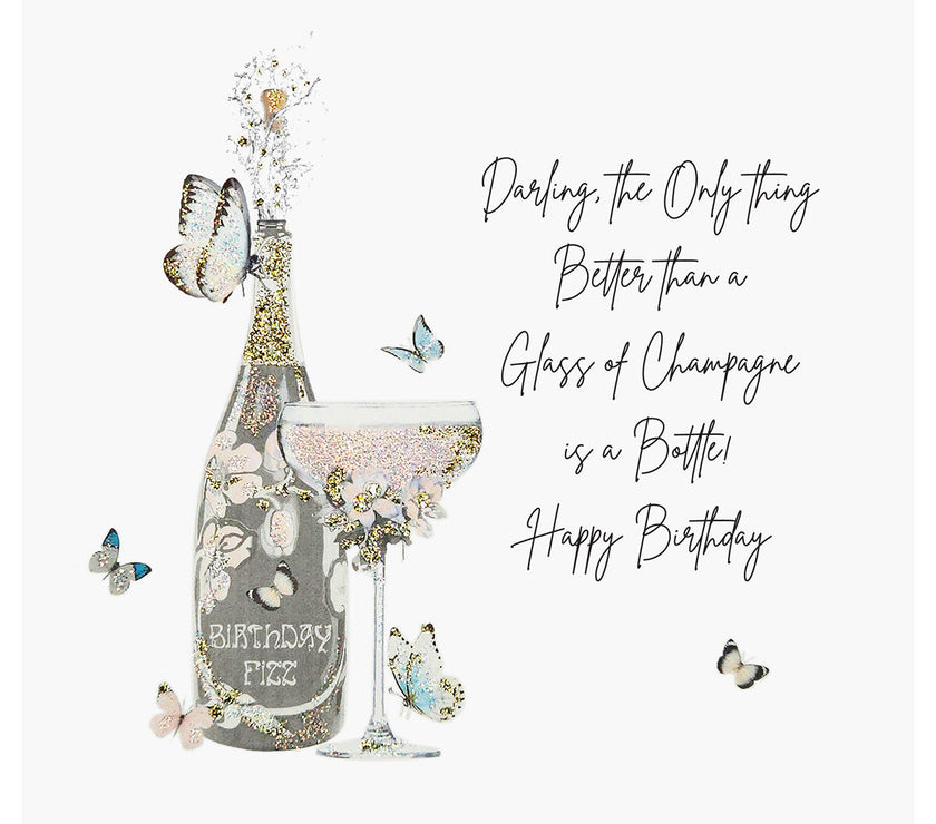 Gorgeous Bottle of Champagne Birthday Card