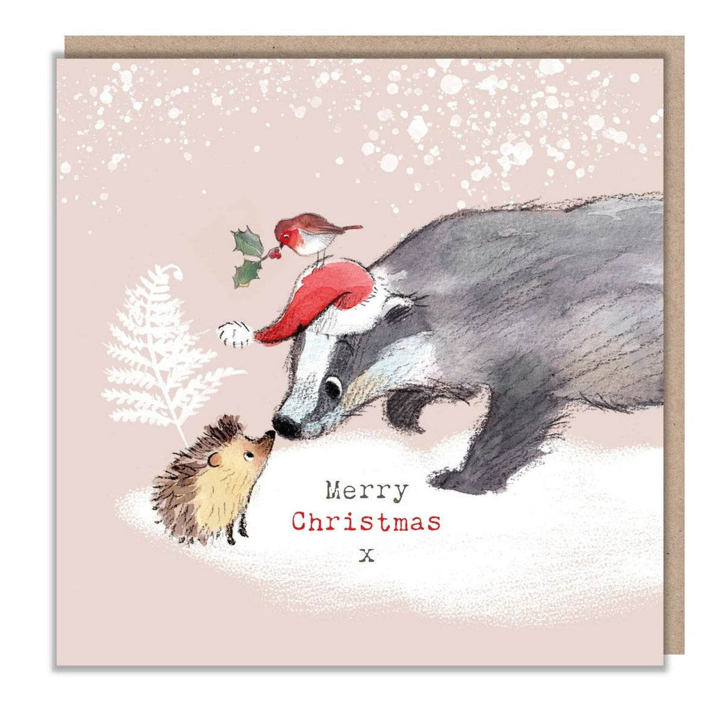 Badger and Hedgehog Merry Christmas Card - House of Cards