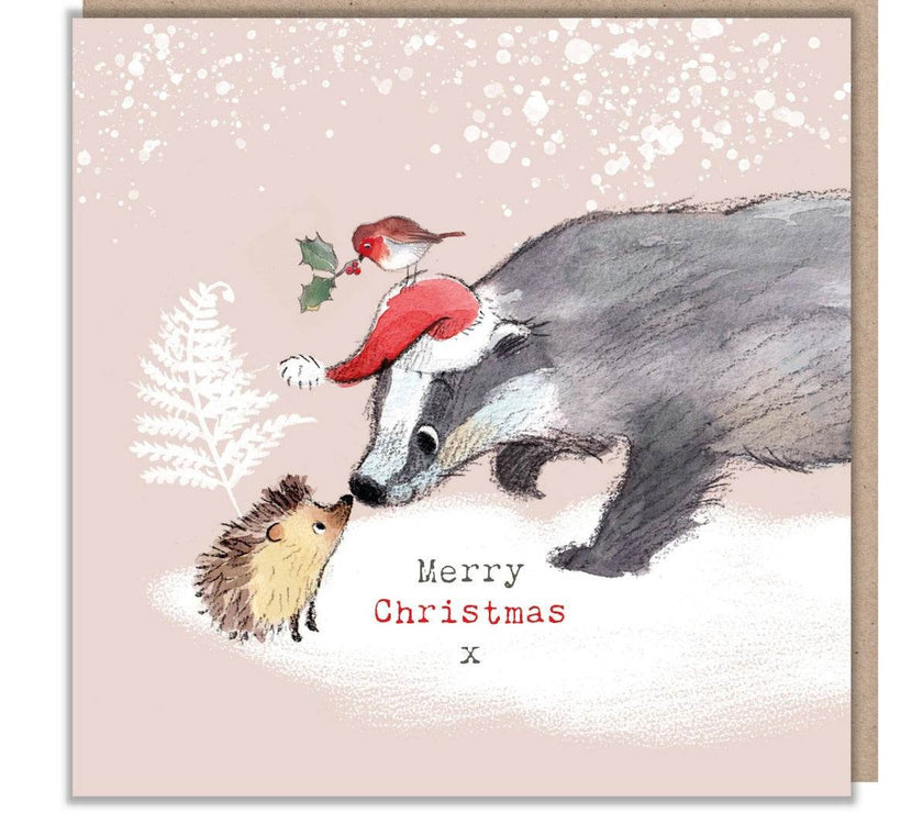 Badger and Hedgehog Merry Christmas Card - House of Cards