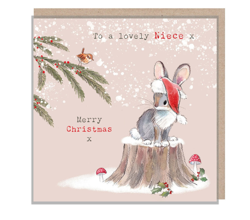 Rabbit Lovely Niece Christmas Card