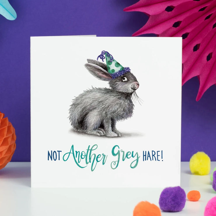 Grey Hare Birthday Card