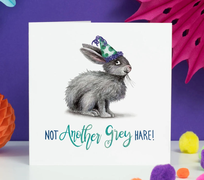 Grey Hare Birthday Card