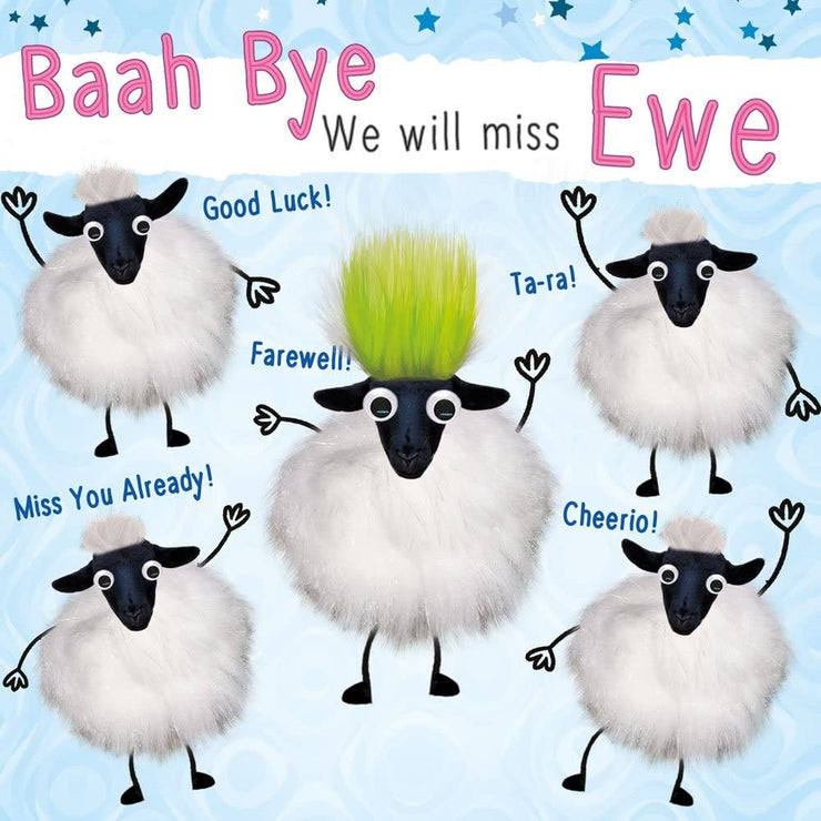 Fluff Sheep Goodbye and Good Luck Card