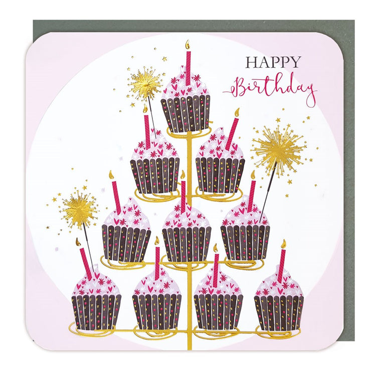 Sparkle Cupcakes Happy Birthday Card