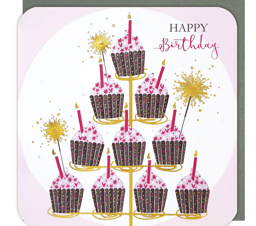 Sparkle Cupcakes Happy Birthday Card