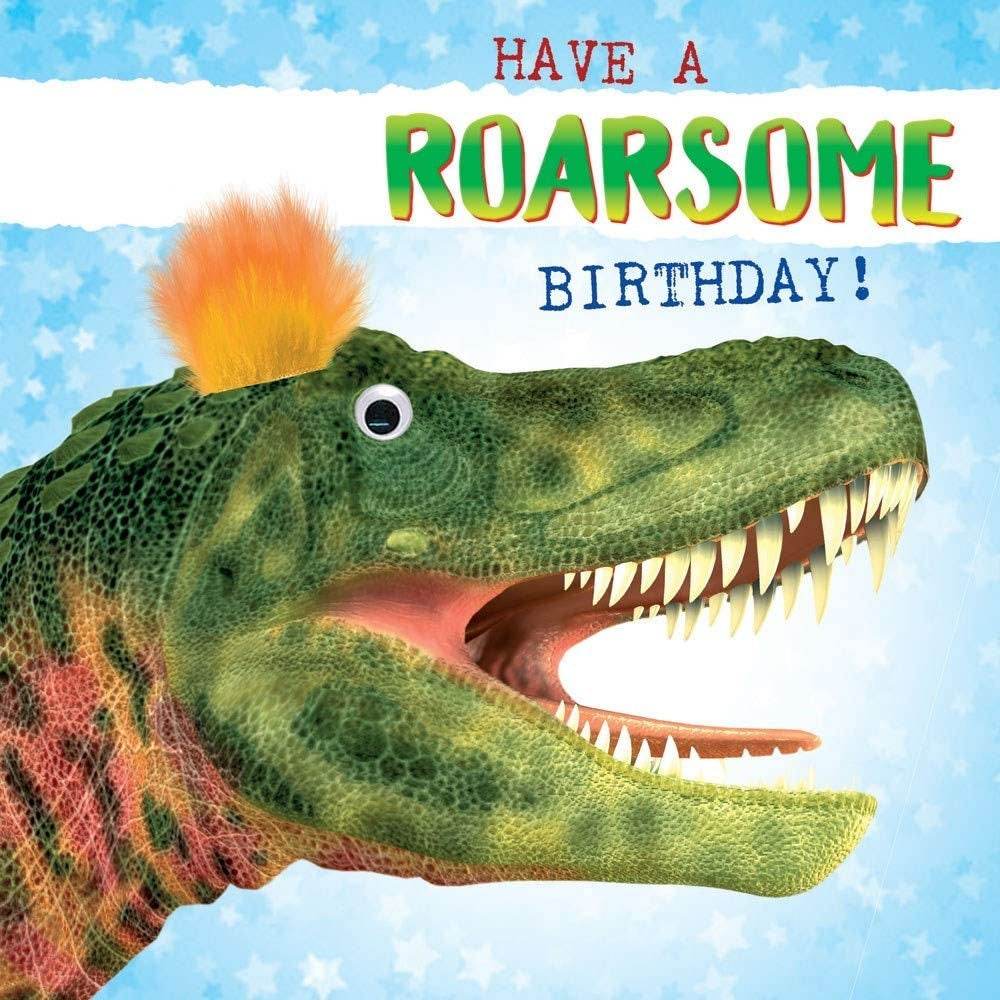 Fluff Dinosaur Goggly Eyes Birthday Card - House of Cards